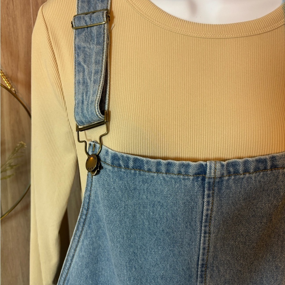 Mod Ref Blue Denim Distressed Overalls Bibs - Picture 5 of 12